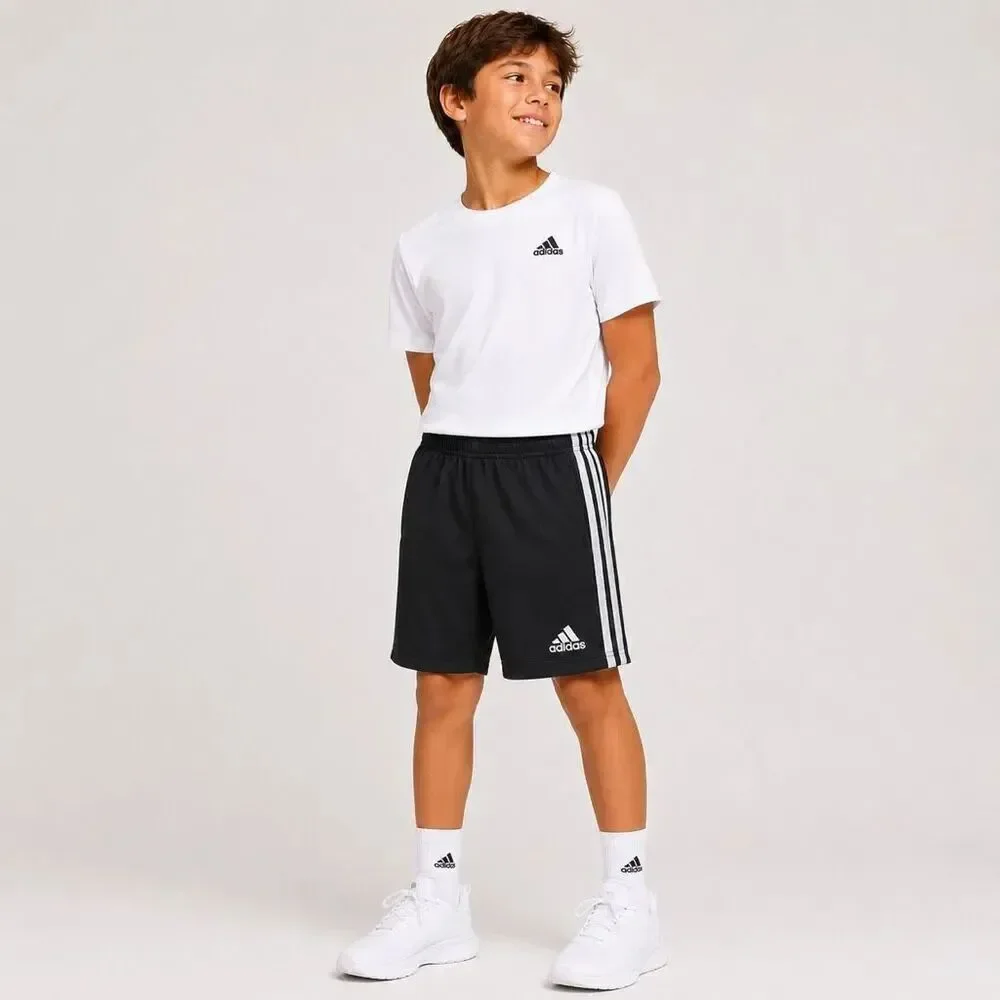 Adidas AeroReady Boys Black White Athletic Shorts Small Activewear Gym Shorts